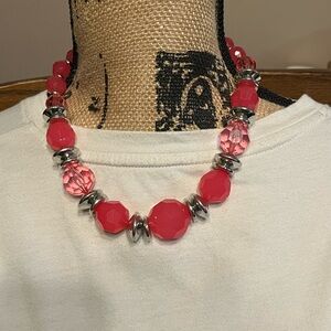 Bright Red, Single-Strand, Chunky Statement Necklace
